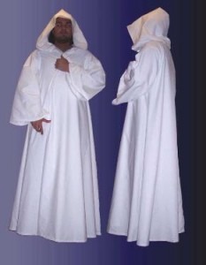 Monks in white robes