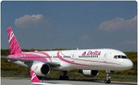 pink delta airlines jet