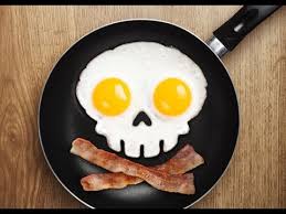 eggs and bacon in the shape of a skull