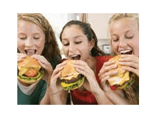 teens eating fast food