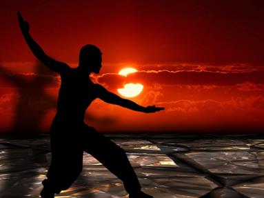 Meditation concept: male silhoutte against sunset Beat Cancer Blog